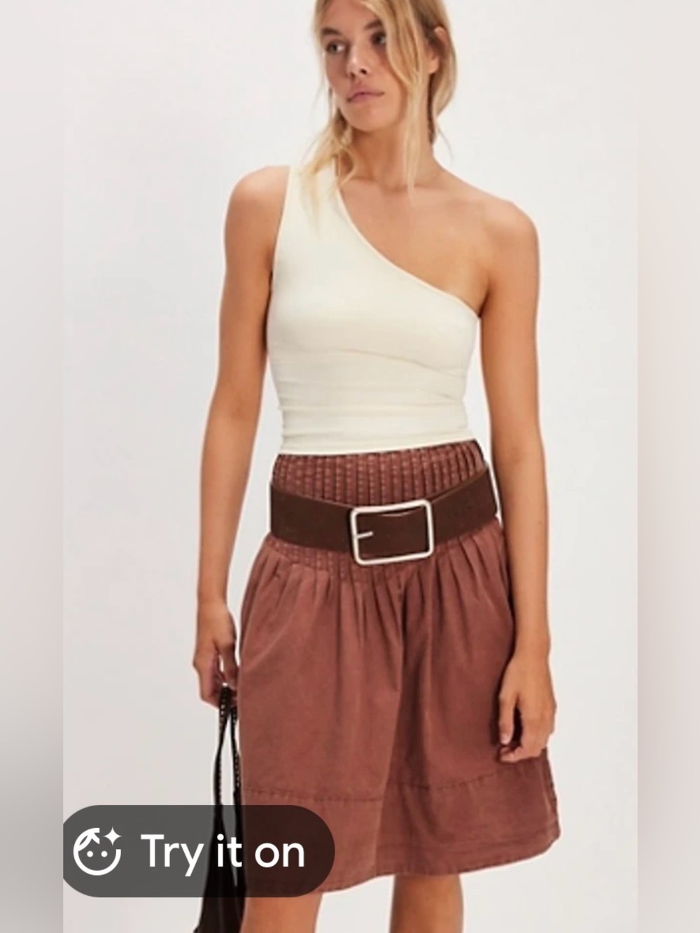 NWT Free People Peyton Pintuck Midi Skirt Spiced Chocolate color-Sold out online